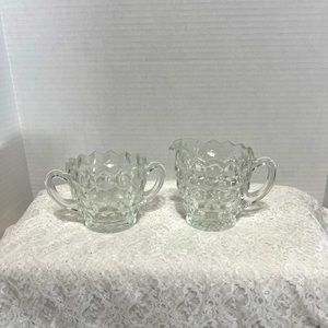 Vintage Fosteria American clear cream and open sugar set